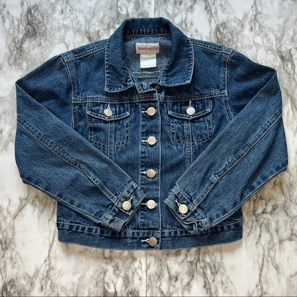 American Girl Denim Blue Jacket Girls Dark Wash Small - Picture 3 of 9